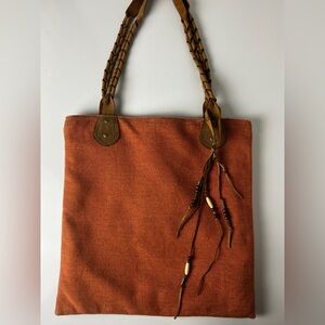 Michael Stars Woven Tote Bag with Braided Leather Straps